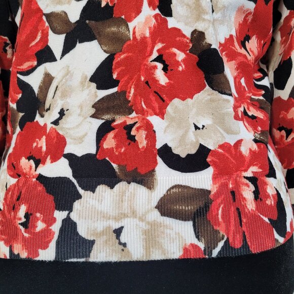 White House Black Market Red Floral Button Down Cardigan - XL - Picture 10 of 12